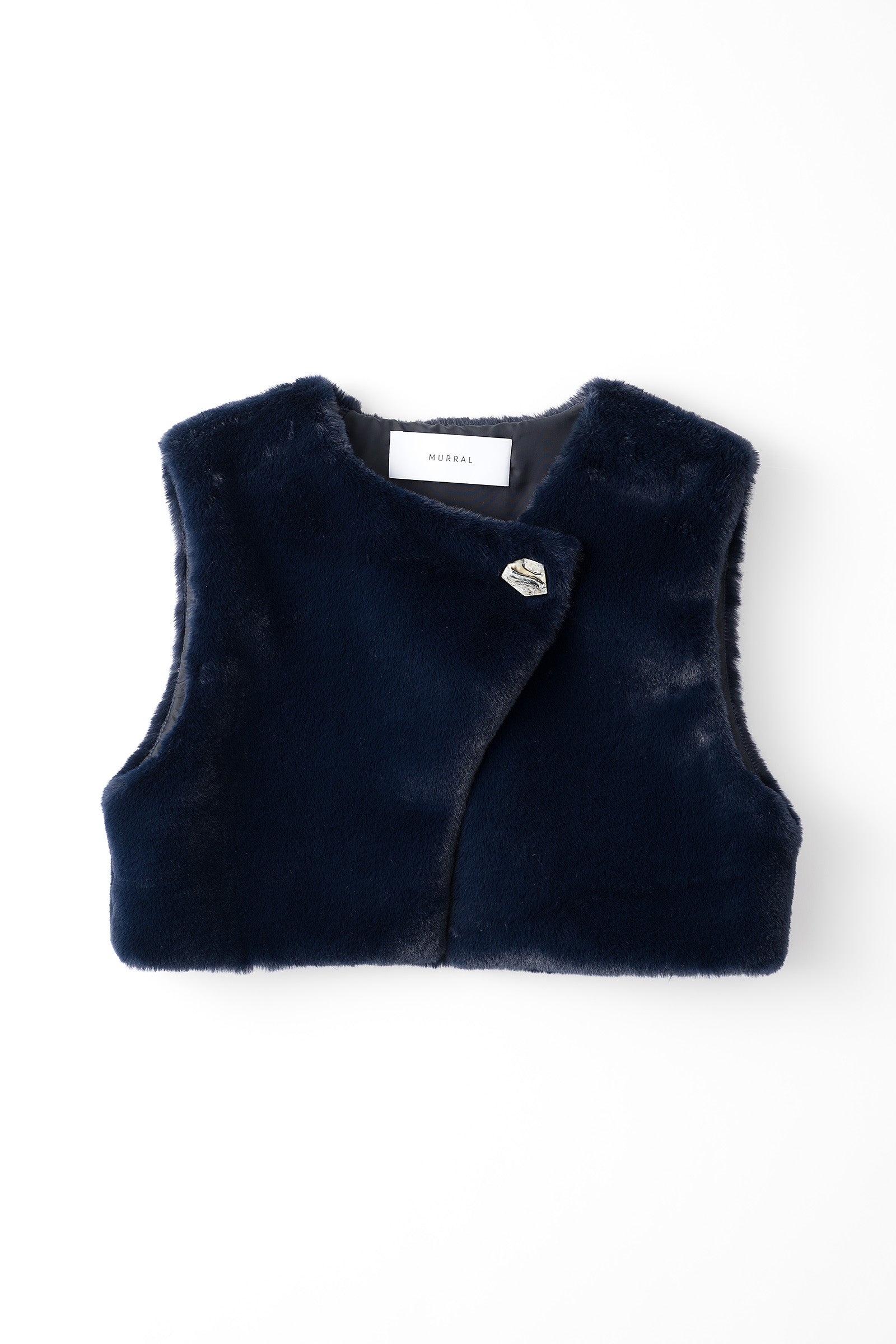 Ordinary fake fur vest (Navy)