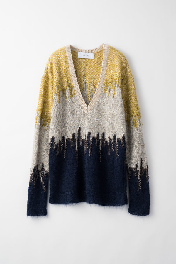MURRAL Water mirror knit sweater (Navy)