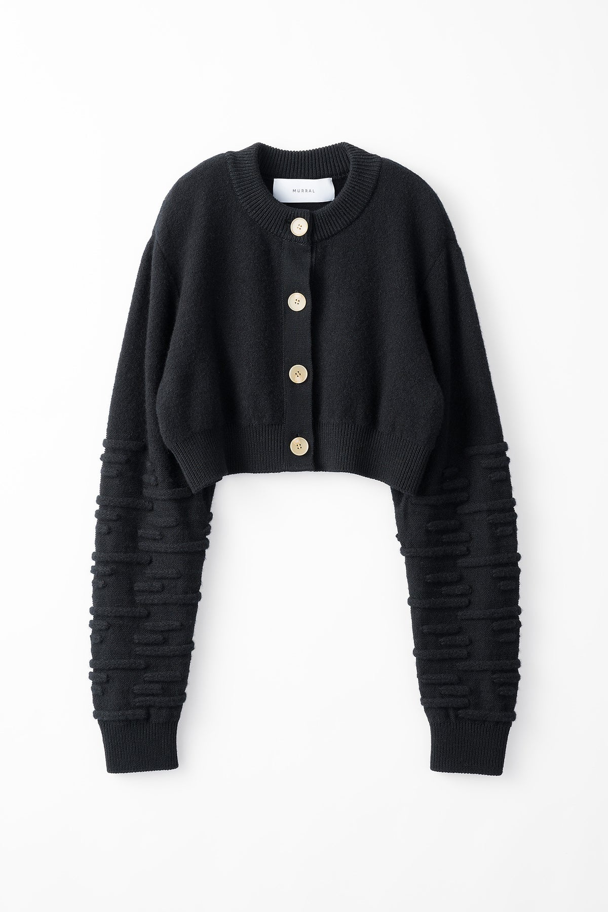 Sway knit short cardigan (Black)