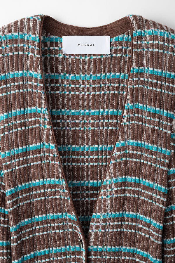 MURRAL Monk's belt rib knit cardigan (Brown)