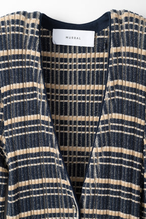 Monk's belt rib knit cardigan (Navy)