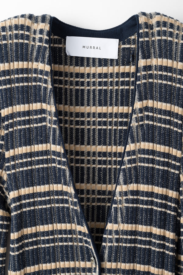 MURRAL Monk's belt rib knit cardigan (Navy)