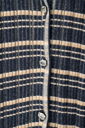 Monk's belt rib knit cardigan (Navy)