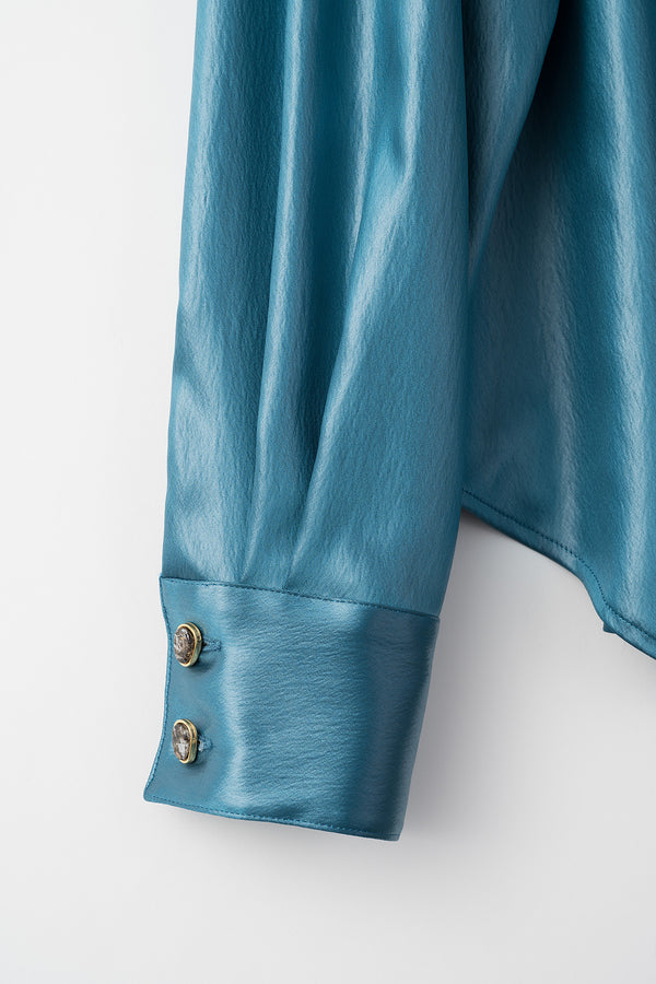 MURRAL Scarf blouse (Turquoise blue)