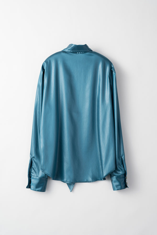 MURRAL Scarf blouse (Turquoise blue)