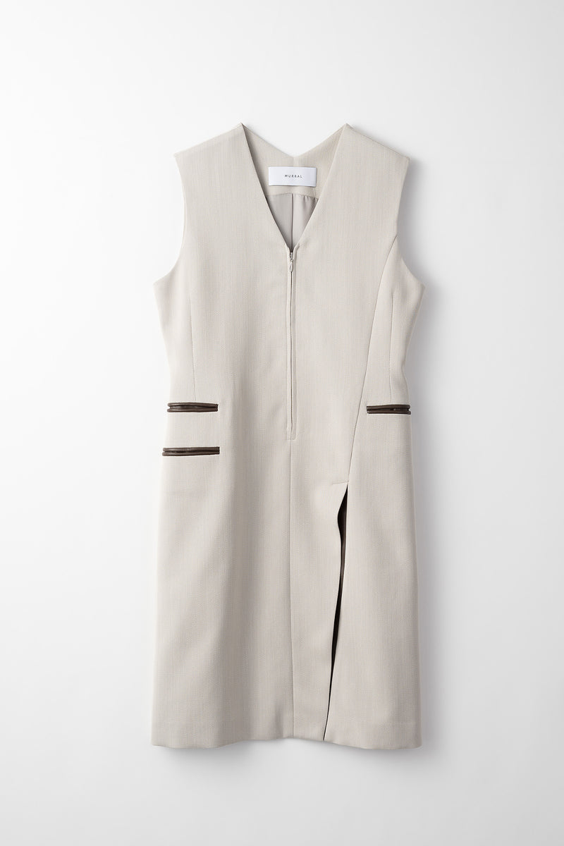 Chambray sleeveless dress (Ice gray)