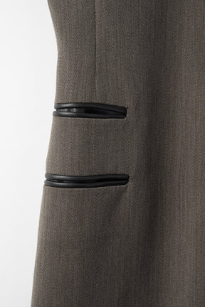 Chambray sleeveless dress (Dark brown)