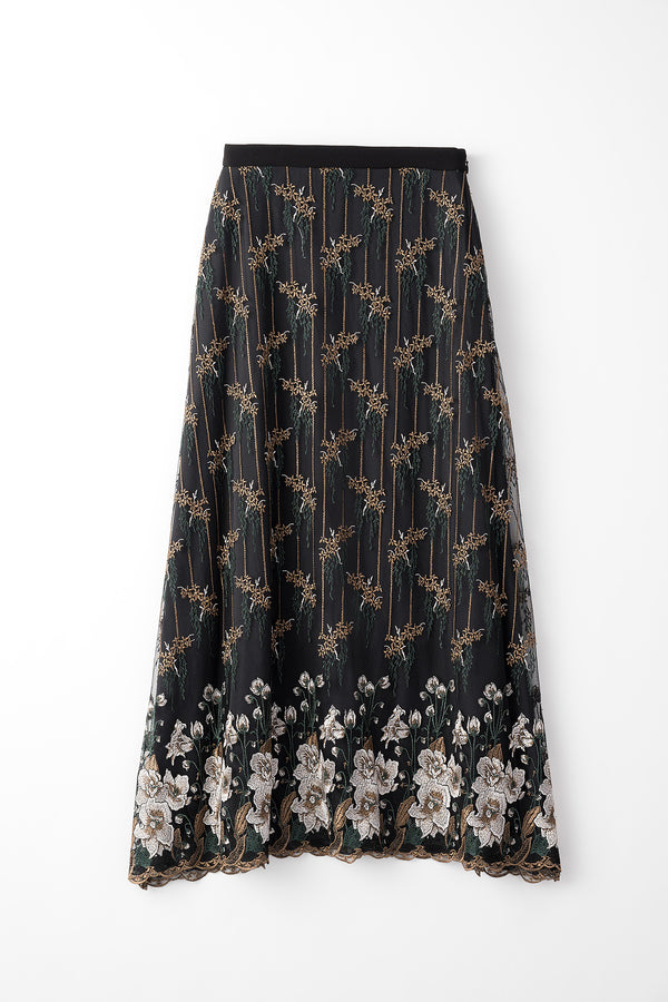MURRAL Everlasting embroidery lace skirt (Black)