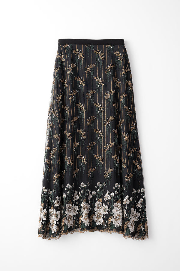 MURRAL Everlasting embroidery lace skirt (Black)