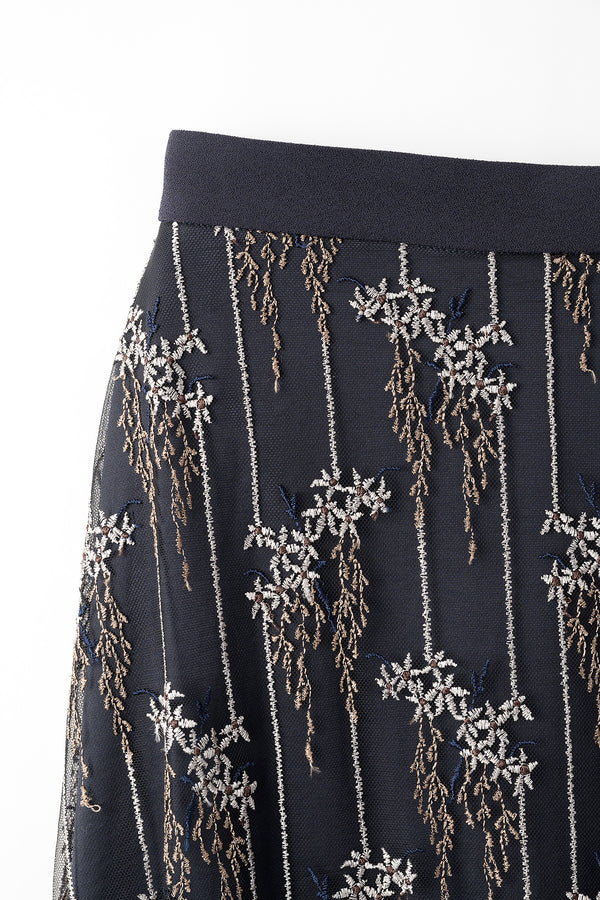 MURRAL Everlasting embroidery lace skirt (Navy)