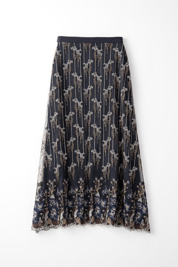 MURRAL Everlasting embroidery lace skirt (Navy)