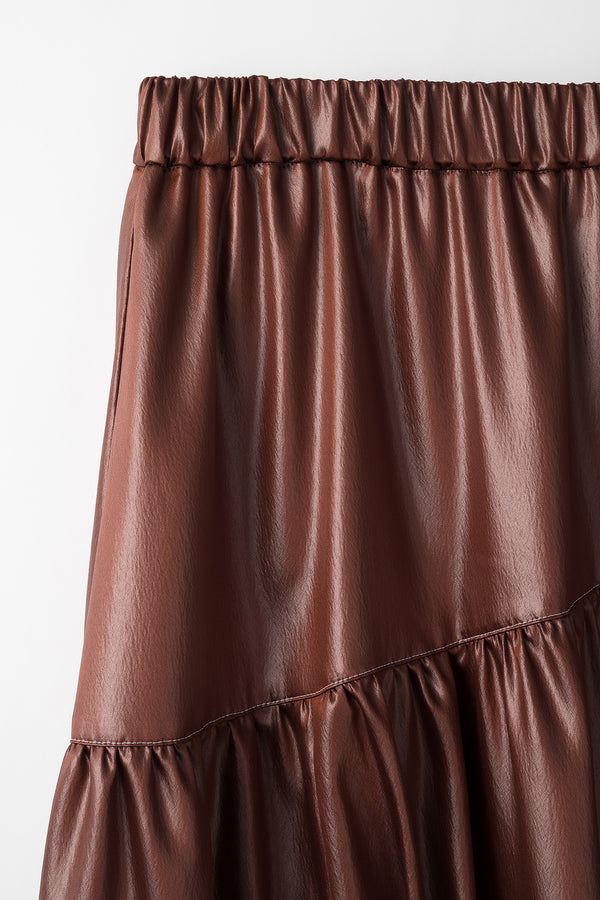 MURRAL Flow tiered skirt (Russet brown)