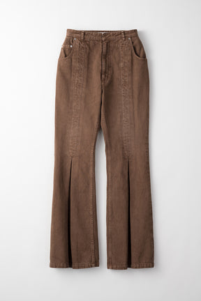 Tucked flare denim (Brown)