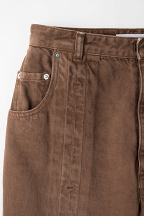 Tucked flare denim (Brown)