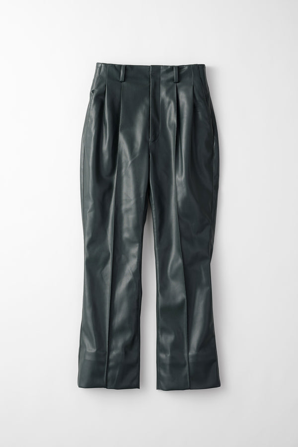 MURRAL Vegan leather flared trousers (Deep green)