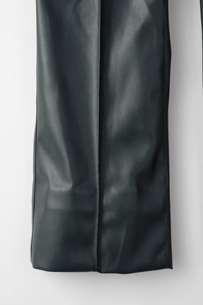 Vegan leather flared trousers (Deep green)