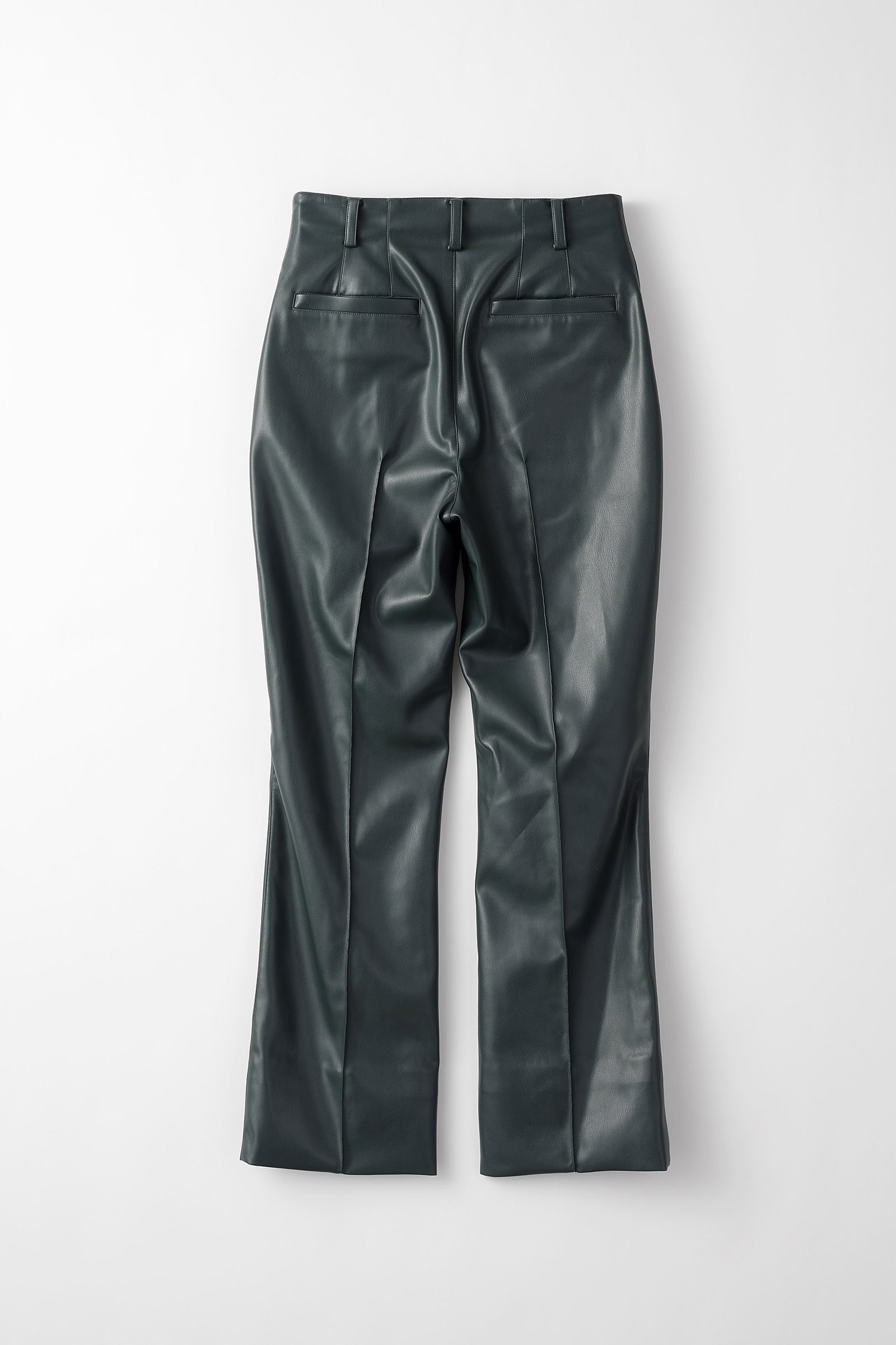 Vegan leather flared trousers (Deep green)