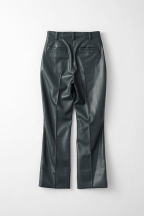 Vegan leather flared trousers (Deep green)