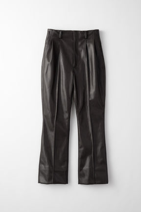 Vegan leather flared trousers (Brown)