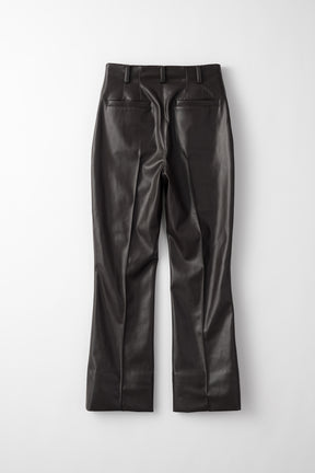Vegan leather flared trousers (Brown)
