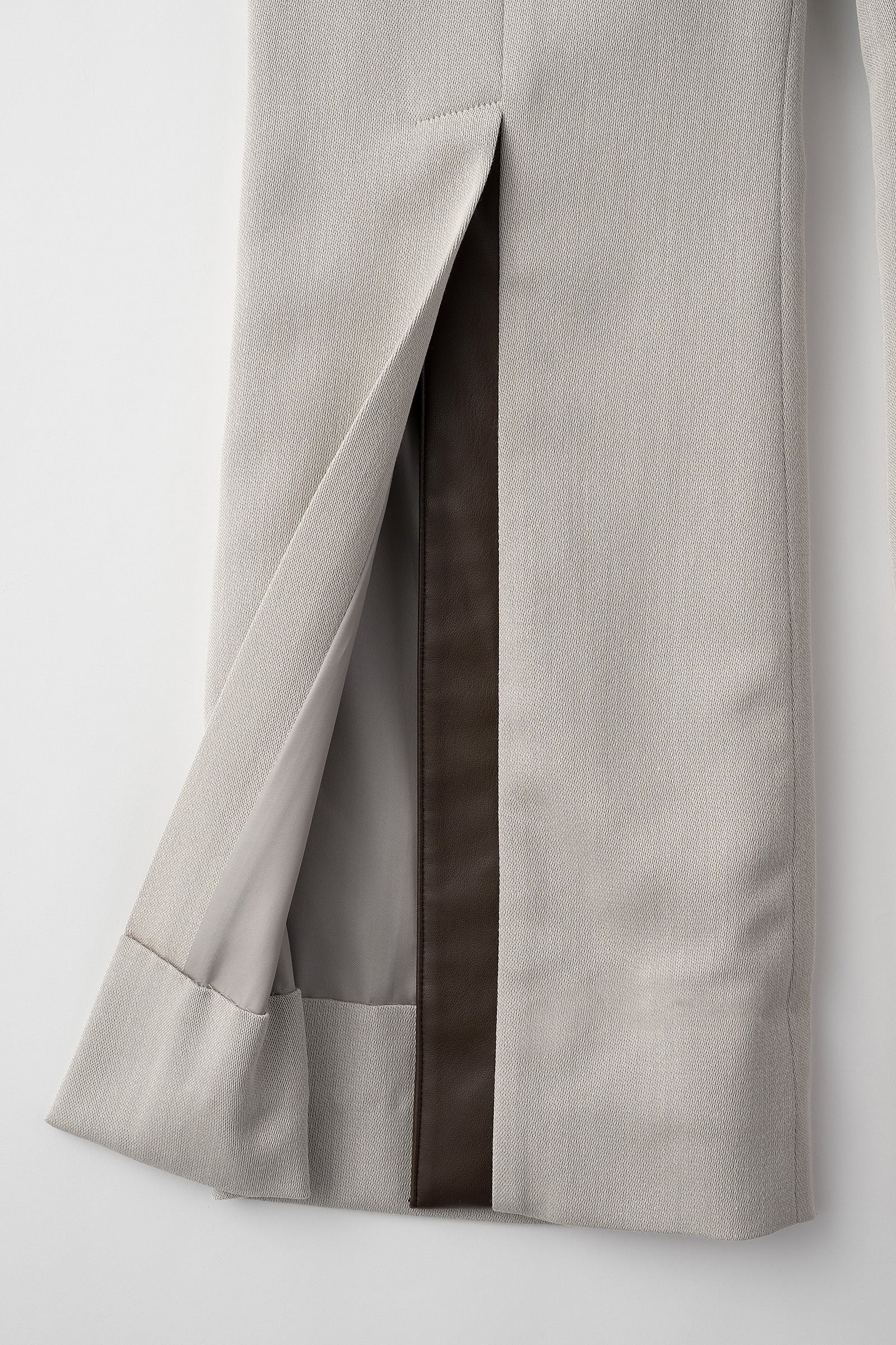 Chambray flared trousers (Ice gray)