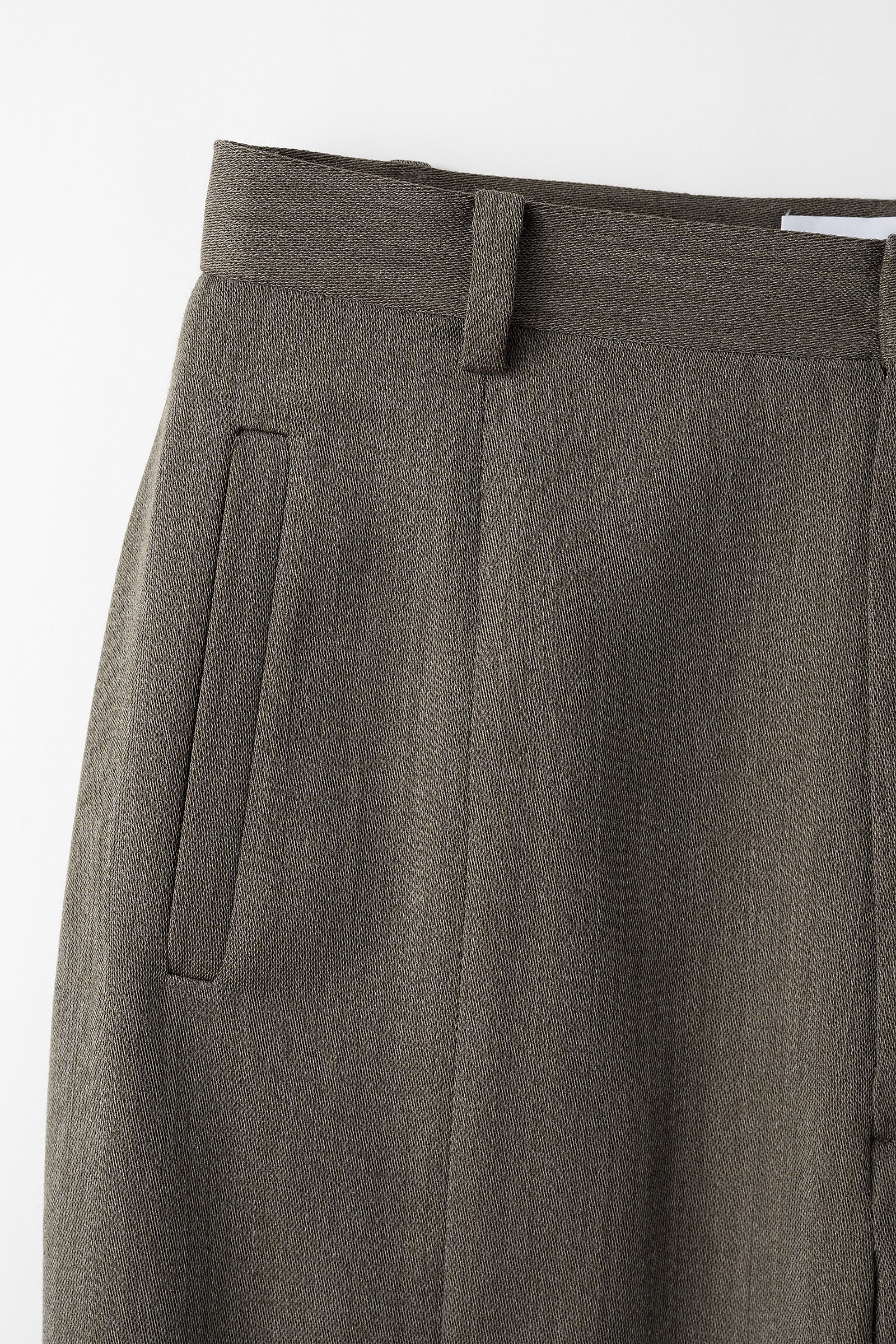 Chambray flared trousers (Dark brown)