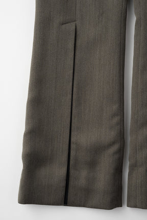 Chambray flared trousers (Dark brown)