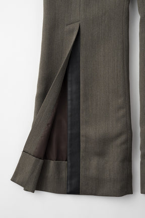 Chambray flared trousers (Dark brown)