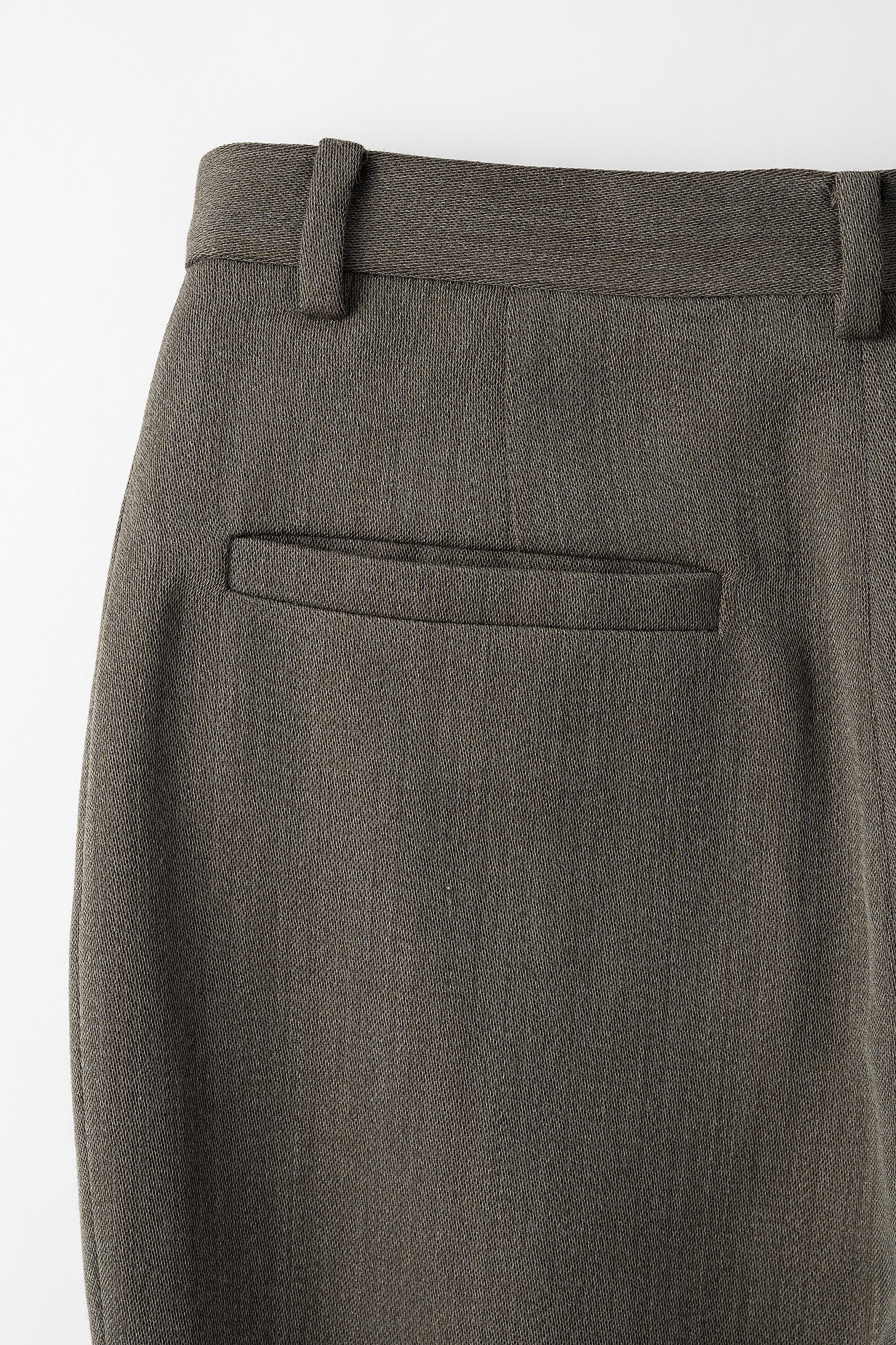 Chambray flared trousers (Dark brown)