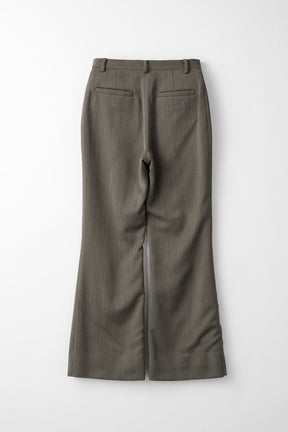 Chambray flared trousers (Dark brown)