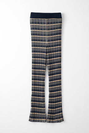 Monk's belt rib knit trousers (Navy)