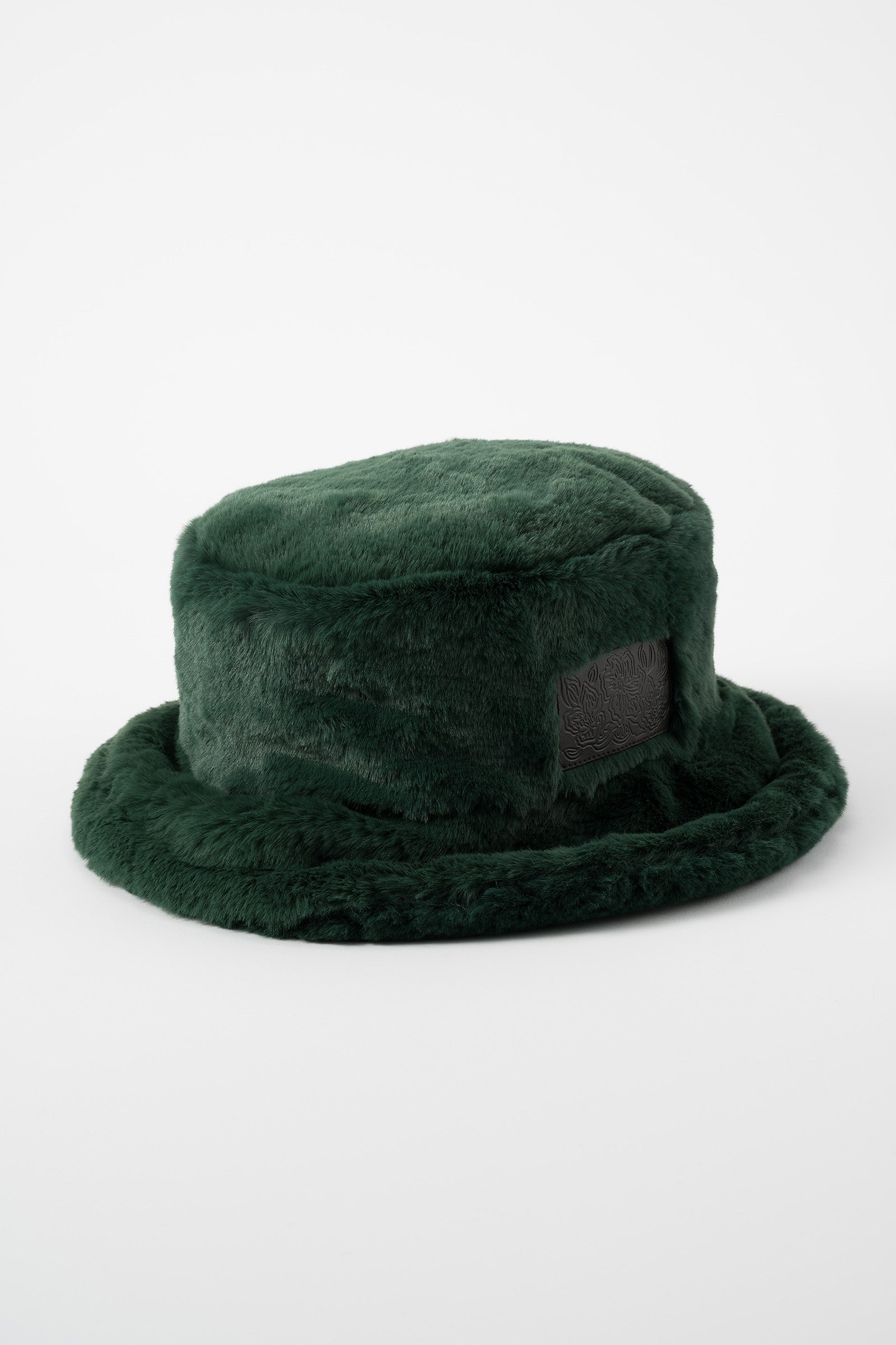 Ordinary fake fur bucket hat (Deep green)