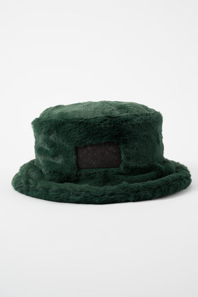 Ordinary fake fur bucket hat (Deep green)