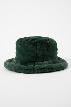 Ordinary fake fur bucket hat (Deep green)