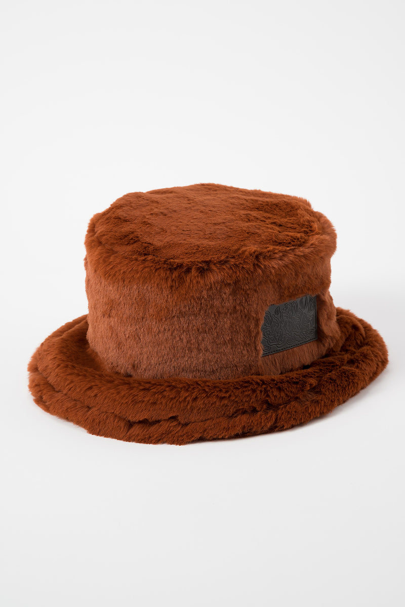 Ordinary fake fur bucket hat (Russet brown)
