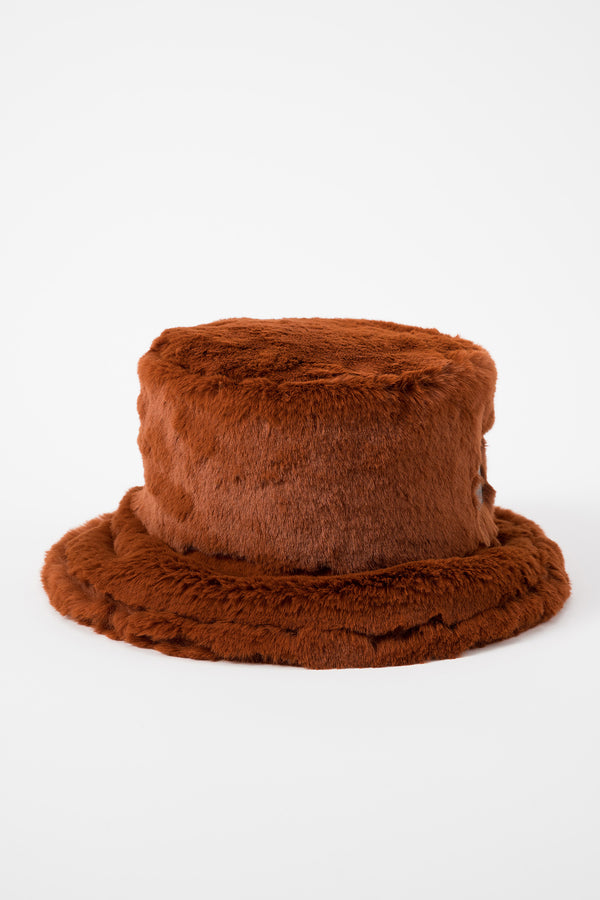 MURRAL Ordinary fake fur bucket hat (Russet brown)