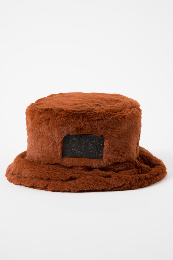 MURRAL Ordinary fake fur bucket hat (Russet brown)