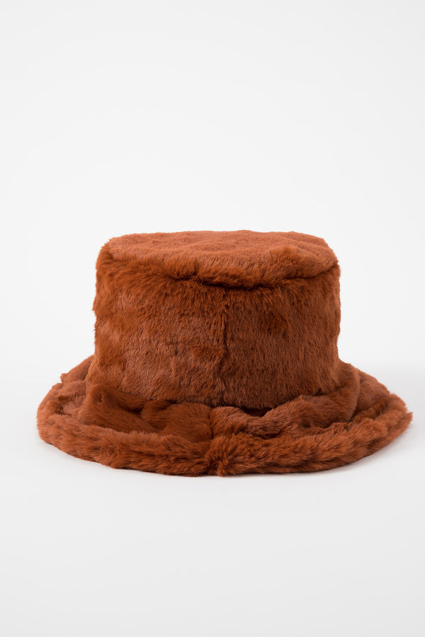 MURRAL Ordinary fake fur bucket hat (Russet brown)