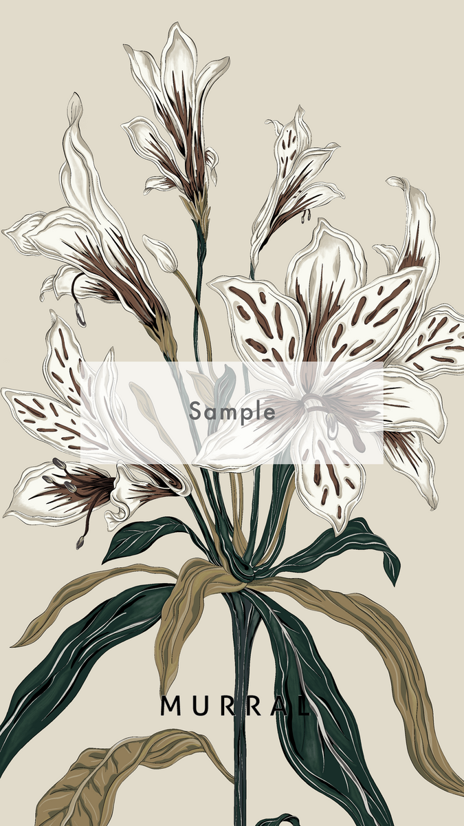 Alstroemeria wall paper (beige)